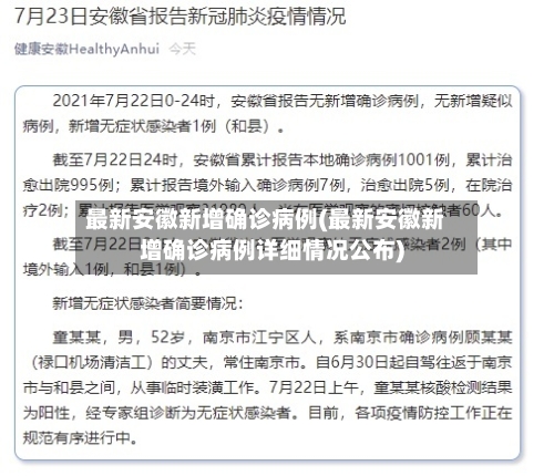 最新安徽新增确诊病例(最新安徽新增确诊病例详细情况公布)