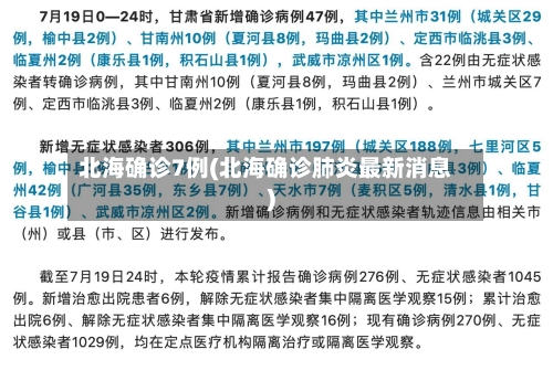 北海确诊7例(北海确诊肺炎最新消息)