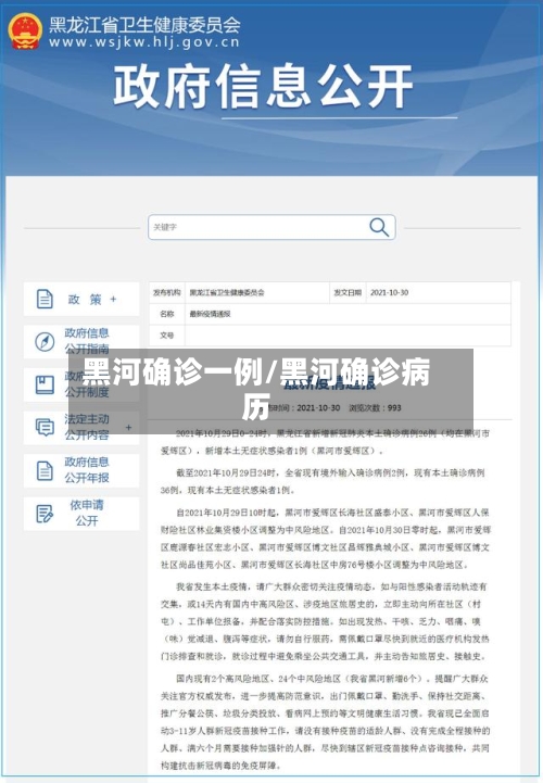 黑河确诊一例/黑河确诊病历