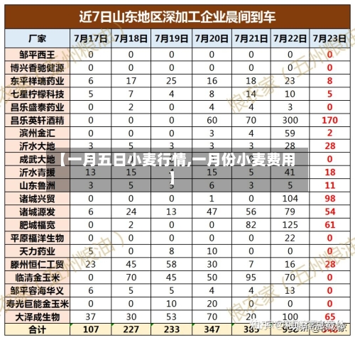 【一月五日小麦行情,一月份小麦费用】-第1张图片