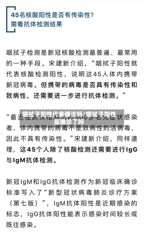 咽拭子阳性代表确诊吗/咽拭子阳性是确诊了吗