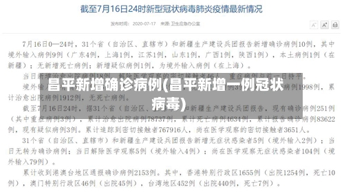 昌平新增确诊病例(昌平新增一例冠状病毒)-第1张图片