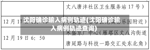 沈阳确诊输入病例轨迹(沈阳确诊输入病例轨迹查询)-第2张图片