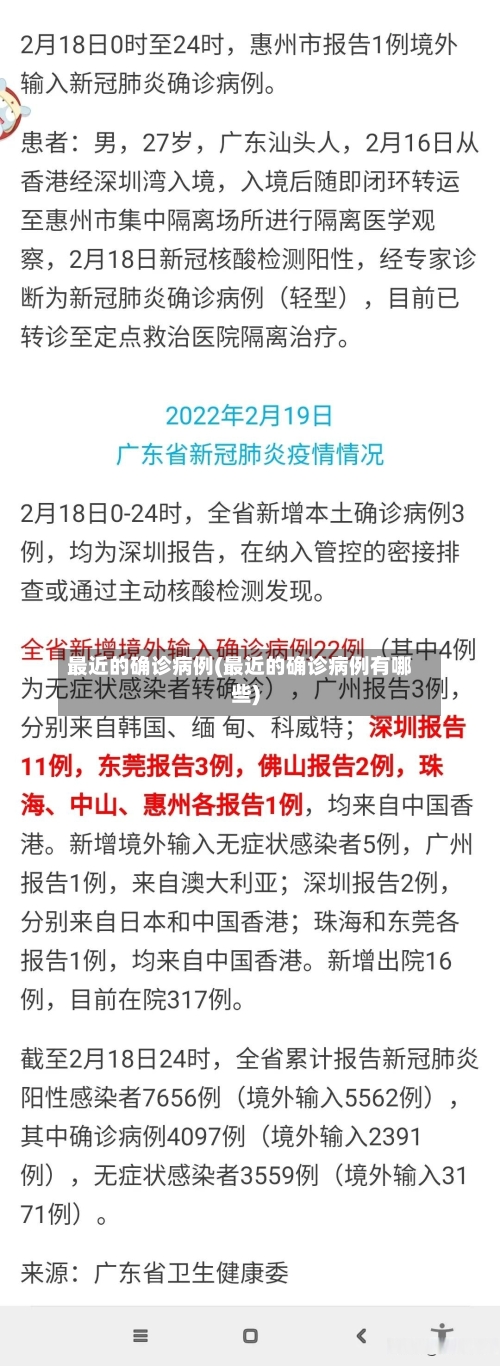 最近的确诊病例(最近的确诊病例有哪些)