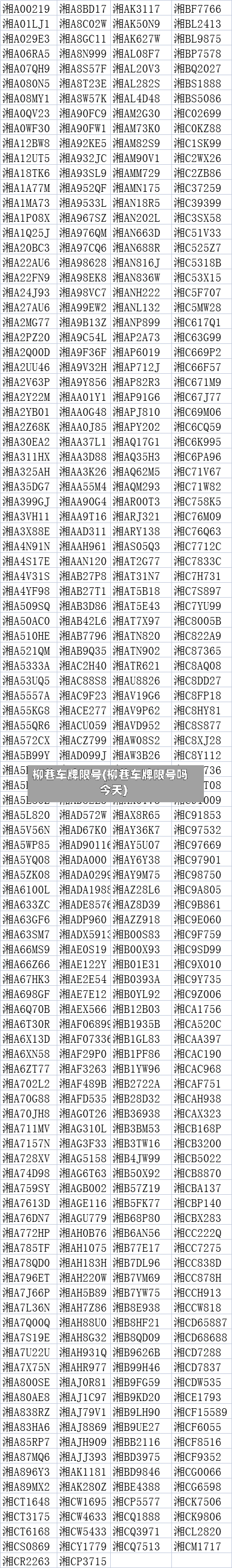 柳巷车牌限号(柳巷车牌限号吗今天)
