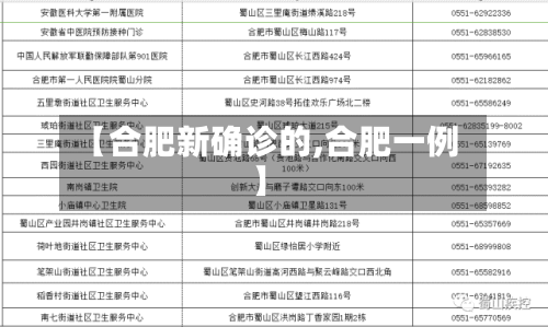 【合肥新确诊的,合肥一例】-第2张图片