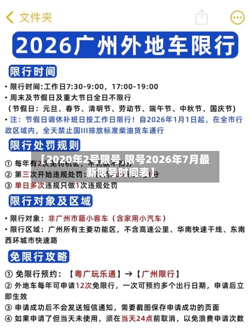 【2020年2号限号,限号2026年7月最新限号时间表】