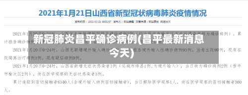 新冠肺炎昌平确诊病例(昌平最新消息今天)