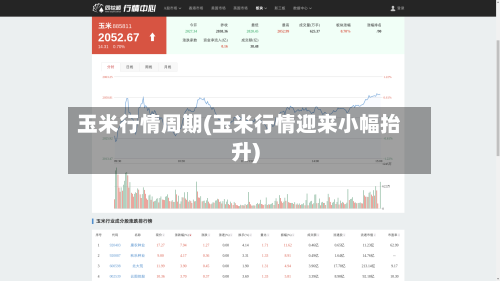 玉米行情周期(玉米行情迎来小幅抬升)